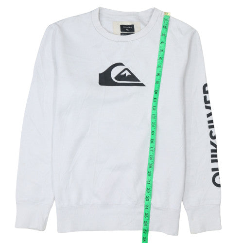 Quiksilver Mens White L Pullover Crew Neck Logo Sweatshirt