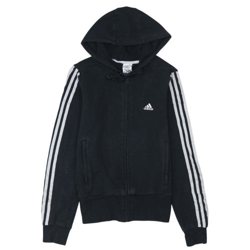 Adidas Women's Black Full Zip Hoodie Size 12 Hooded Sportswear
