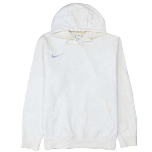 Nike Men White Pullover Hoodie L Fleece Logo Sweatshirt