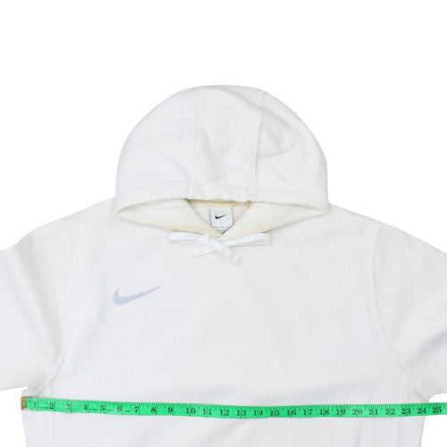 Nike Men White Pullover Hoodie L Fleece Logo Sweatshirt