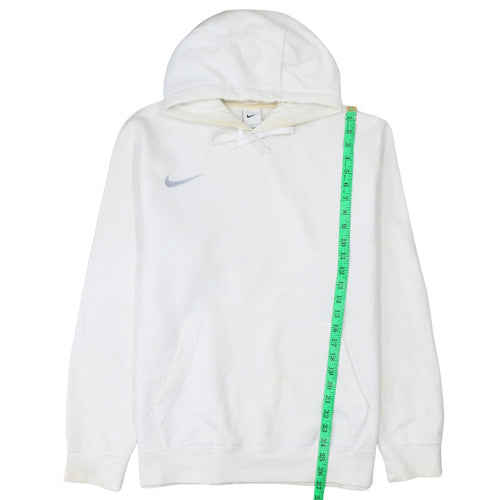Nike Men White Pullover Hoodie L Fleece Logo Sweatshirt
