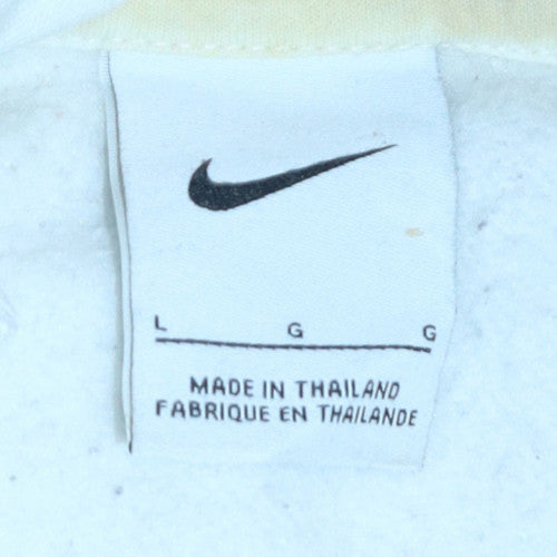 Nike Men White Pullover Hoodie L Fleece Logo Sweatshirt