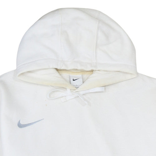 Nike Men White Pullover Hoodie L Fleece Logo Sweatshirt