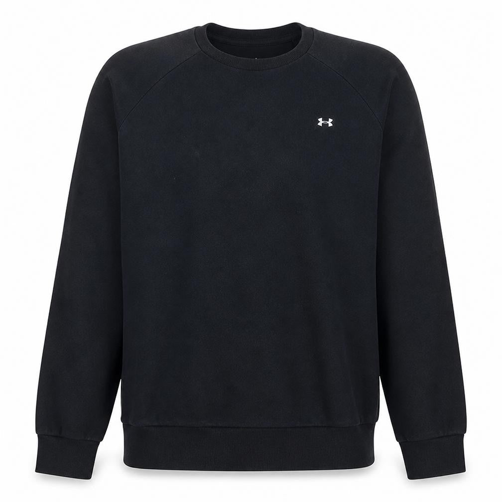 Front view of Under Armour Men's Black Medium Crew Neck Pullover Sweatshirt