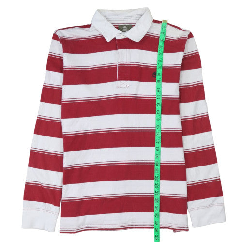 Timberland Men’s Red White Striped Long Sleeve Collared Sweatshirt L
