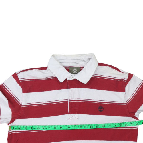 Timberland Men’s Red White Striped Long Sleeve Collared Sweatshirt L