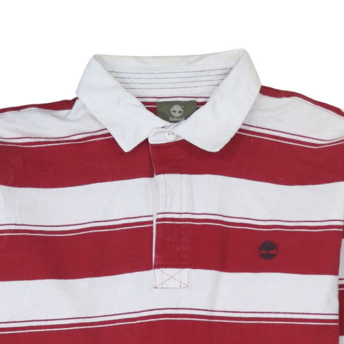 Timberland Men’s Red White Striped Long Sleeve Collared Sweatshirt L