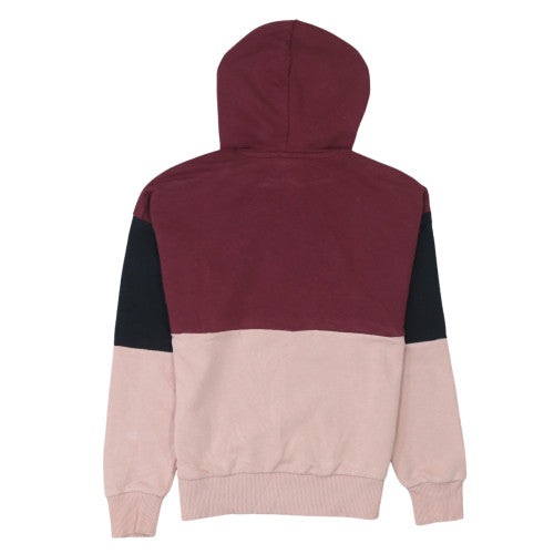 Fila Womens Colourblock Hoodie Burgundy Pink XS Pullover Cotton Blend