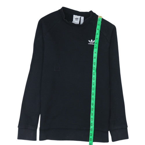 Adidas Men Black XS Crew Neck Pullover Sweatshirt Logo Fleece