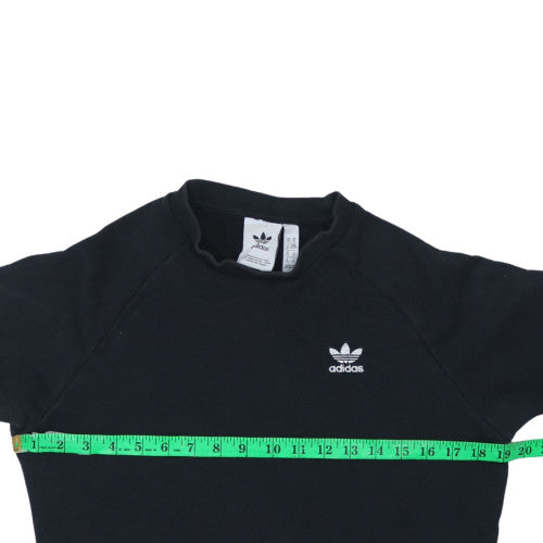 Adidas Men Black XS Crew Neck Pullover Sweatshirt Logo Fleece