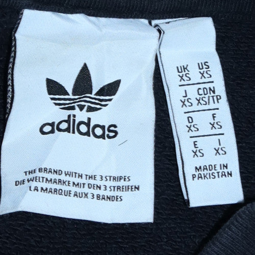 Adidas Men Black XS Crew Neck Pullover Sweatshirt Logo Fleece