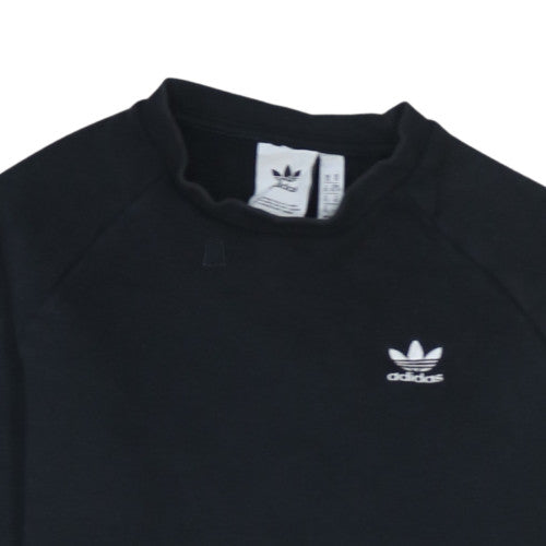 Adidas Men Black XS Crew Neck Pullover Sweatshirt Logo Fleece