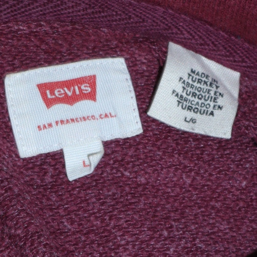 Levi's Men's Red Pullover Hoodie L Logo Fleece Sweatshirt