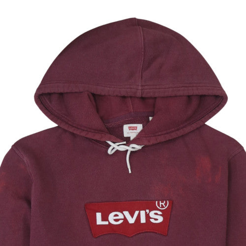 Levi's Men's Red Pullover Hoodie L Logo Fleece Sweatshirt
