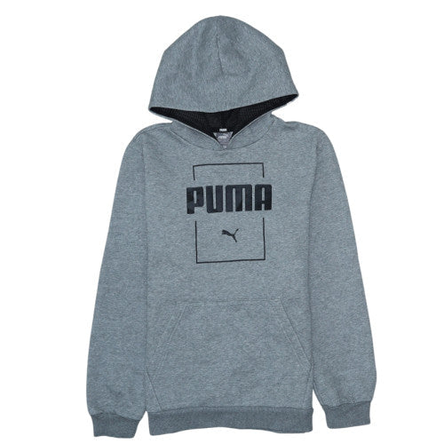 Puma Boys Grey Pullover Hoodie 13-14 Years Regular Fit Fleece Sweatshirt