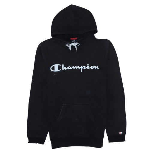 Champion Men's Black XS Pullover Hoodie with Logo Print