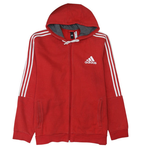 Adidas Men's Red Full Zip Hoodie 2XL Sports Fleece Sweatshirt