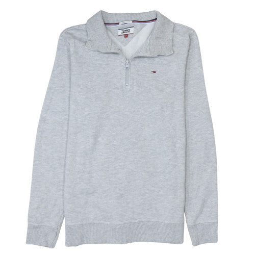 Tommy Jeans Men's Grey Henley 1/2 Zip Sweatshirt Size M