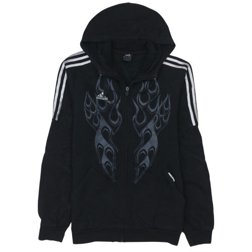 Adidas Mens Black Flame Full Zip Hoodie Size S Classic Style