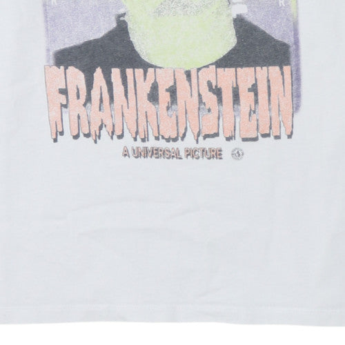 Bershka Men’s White Frankenstein Graphic Sweatshirt Size M