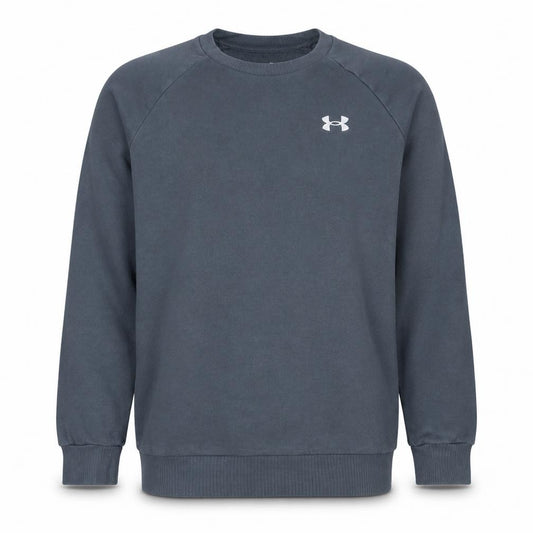 Front view of Under Armour Men's Grey Small Crew Neck Pullover Sweatshirt