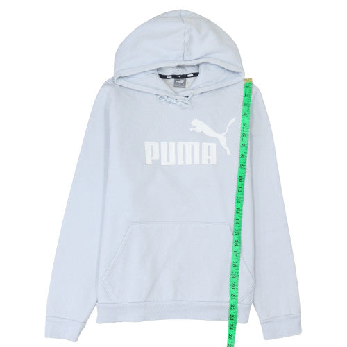 Puma Women's Light Blue Pullover Hoodie XL Logo Print Casual
