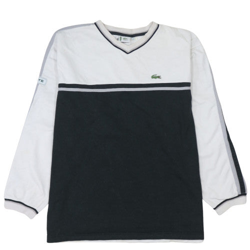 Lacoste Men’s White & Black V-Neck Pullover Sweatshirt M Regular Fit