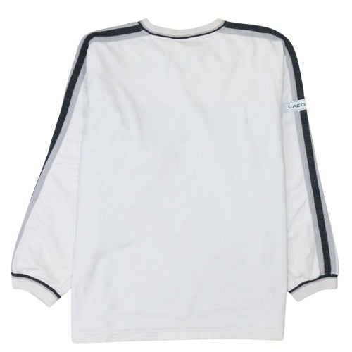 Lacoste Men’s White & Black V-Neck Pullover Sweatshirt M Regular Fit