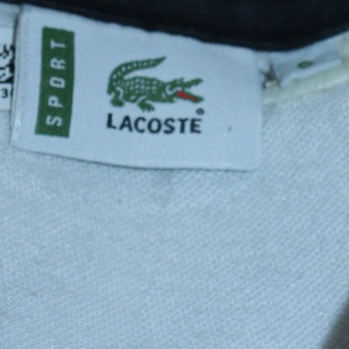 Lacoste Men’s White & Black V-Neck Pullover Sweatshirt M Regular Fit