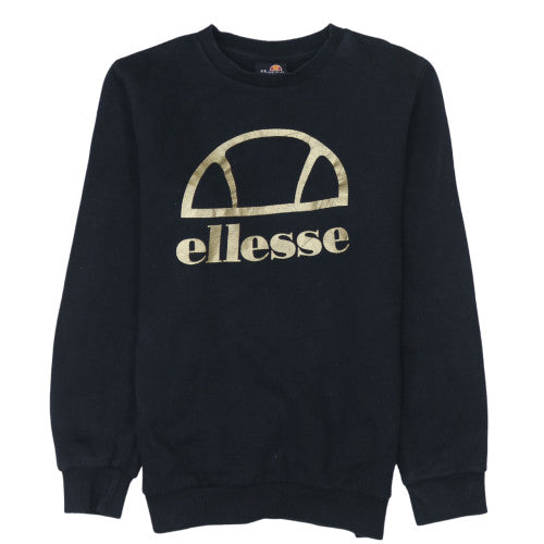 Ellesse Girls Black Pullover Sweatshirt 12-13 Years Logo Fleece