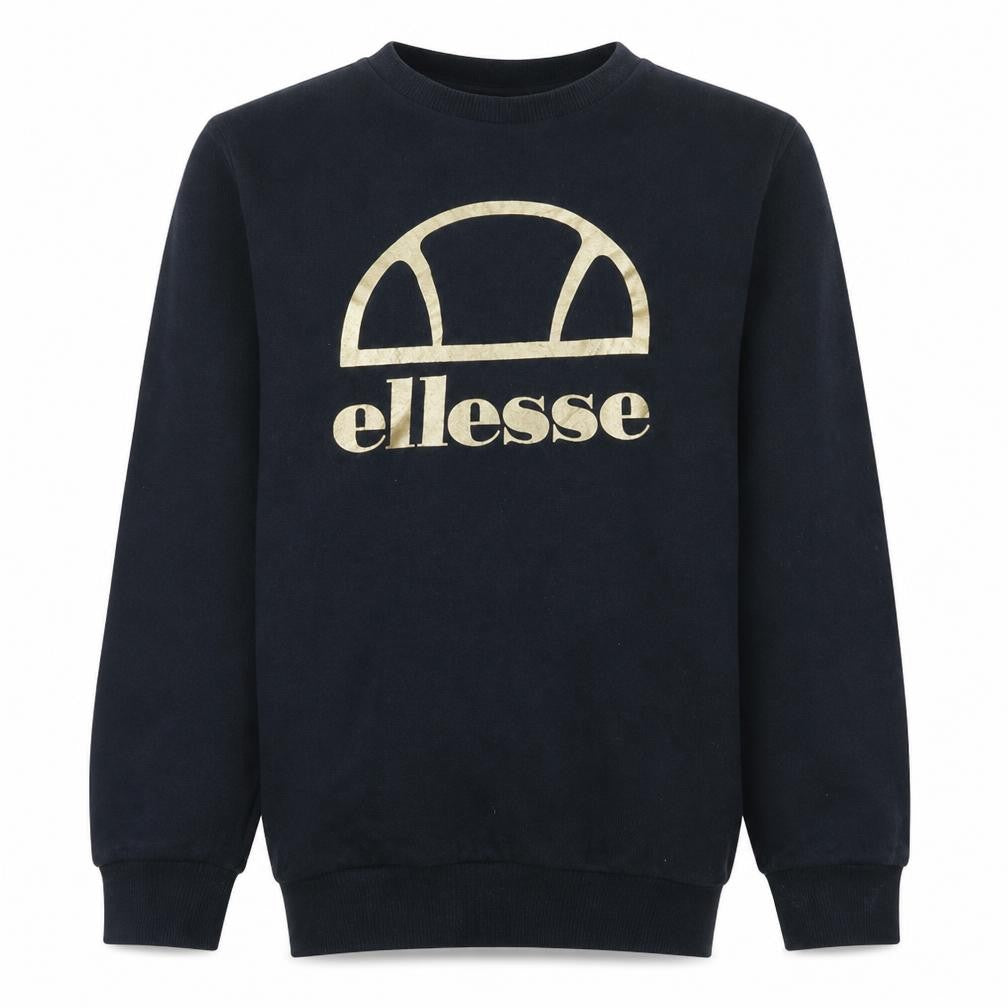 Front view of Ellesse girls’ black pullover sweatshirt 12-13 years logo fleece