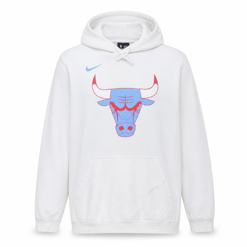 Nike Mens White XL Pullover Hoodie Bulls Logo Basketball Style