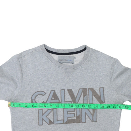 Calvin Klein Mens Grey Crew Neck Logo Sweatshirt Size S