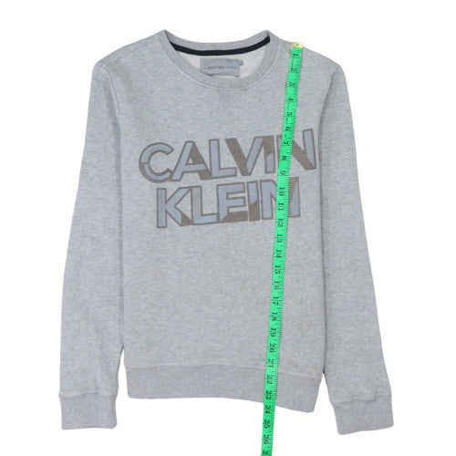 Calvin Klein Mens Grey Crew Neck Logo Sweatshirt Size S