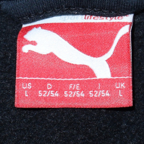 Puma Mens Black Full Zip Hoodie L Logo Fleece Sweatshirt