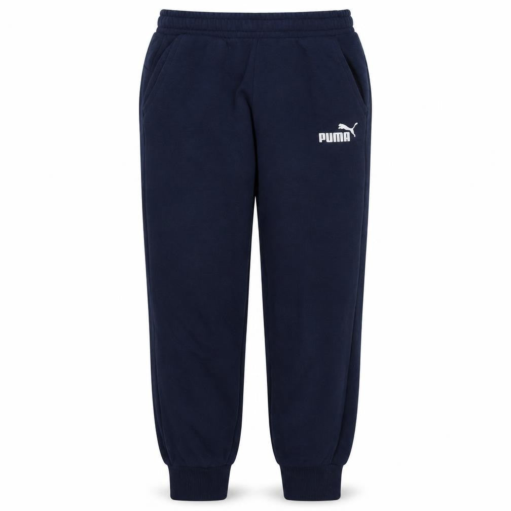 Front view of Puma Men's Blue Jogger Sweatpants, size S, Fleece Regular Fit