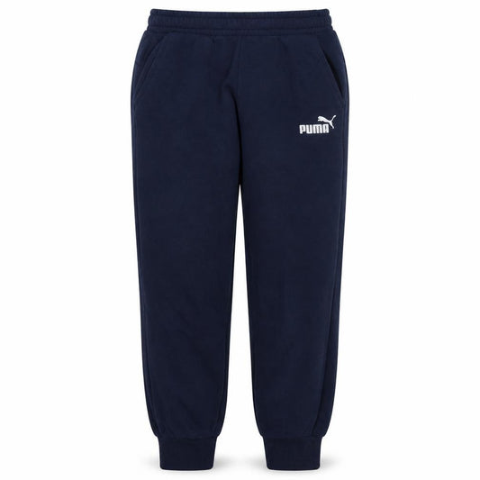 Front view of Puma Men's Blue Jogger Sweatpants, size S, Fleece Regular Fit