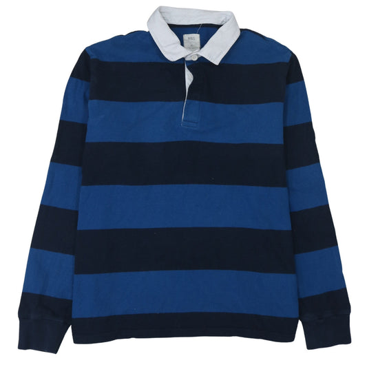 Marks and Spencer Men's Blue XL Striped Collared Rugby Sweatshirt