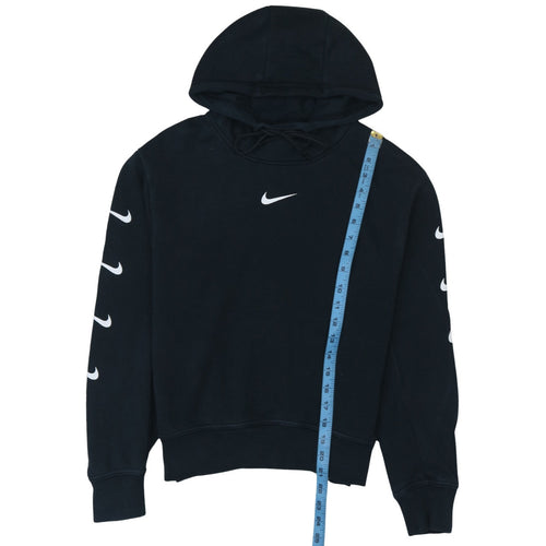 Nike Women's Black Medium Pullover Hoodie Cotton Blend Logo Sportswear