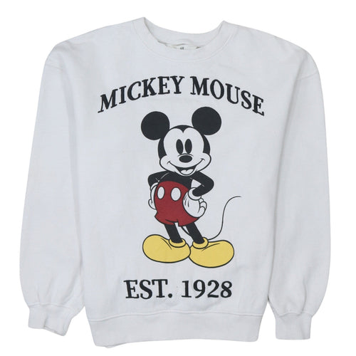 H&M Girls White Mickey Mouse Graphic Pullover Sweatshirt 13-14 Years