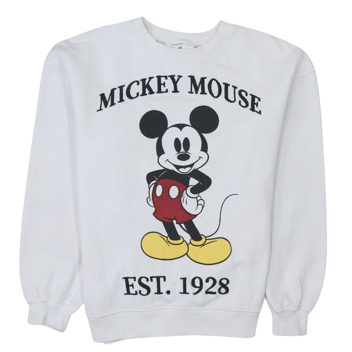 H&M Girls White Mickey Mouse Graphic Pullover Sweatshirt 13-14 Years