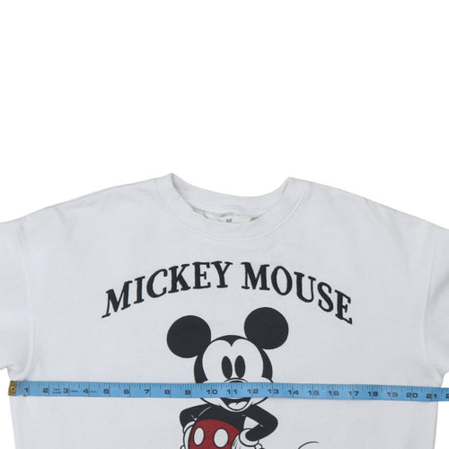 H&M Girls White Mickey Mouse Graphic Pullover Sweatshirt 13-14 Years