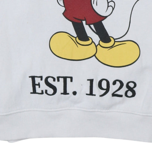 H&M Girls White Mickey Mouse Graphic Pullover Sweatshirt 13-14 Years