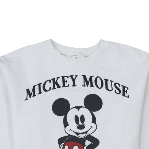 H&M Girls White Mickey Mouse Graphic Pullover Sweatshirt 13-14 Years