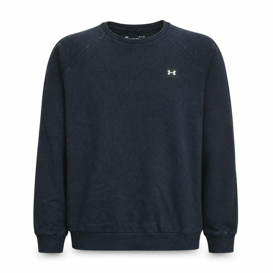 Front view of Under Armour Men's Black Crew Neck Fleece Sweatshirt, size L