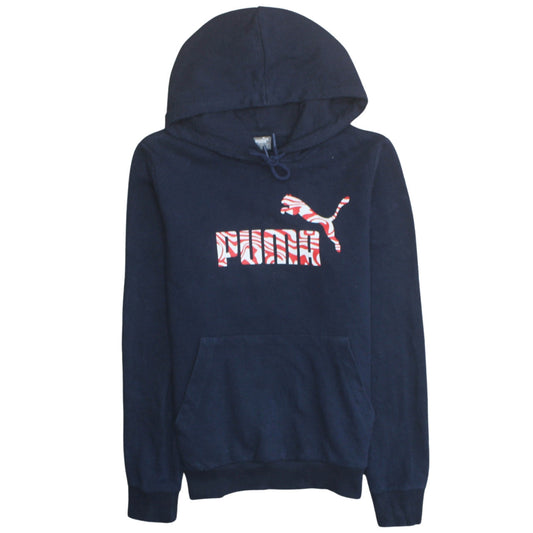 Puma Men's Blue Pullover Hoodie M Sports Graphic Fleece Jumper