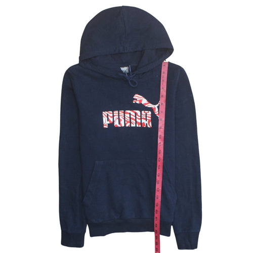 Puma Men's Blue Pullover Hoodie M Sports Graphic Fleece Jumper