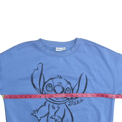 Disney x Primark Womens Blue Stitch Sweatshirt M Graphic Pullover