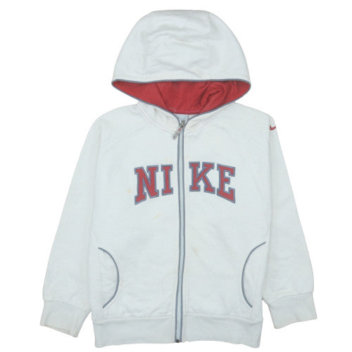 Nike Teens White Full Zip Hoodie Size 10 EU 138-140 Cotton Blend