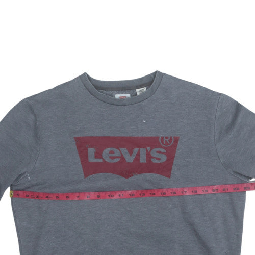 Levi's Men's Grey Logo Crew Neck Pullover Sweatshirt Size L